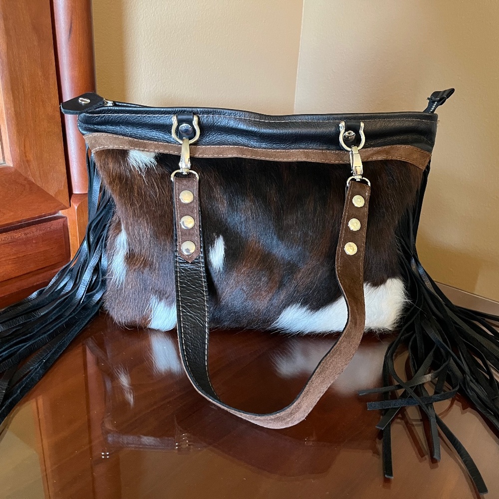 Custom Tri-Color Hair On Hide Leather Purse